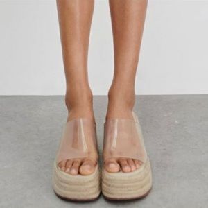 Zara Jute & Vinyl Platform Sandals, Sz 7.5 (38) NWOT